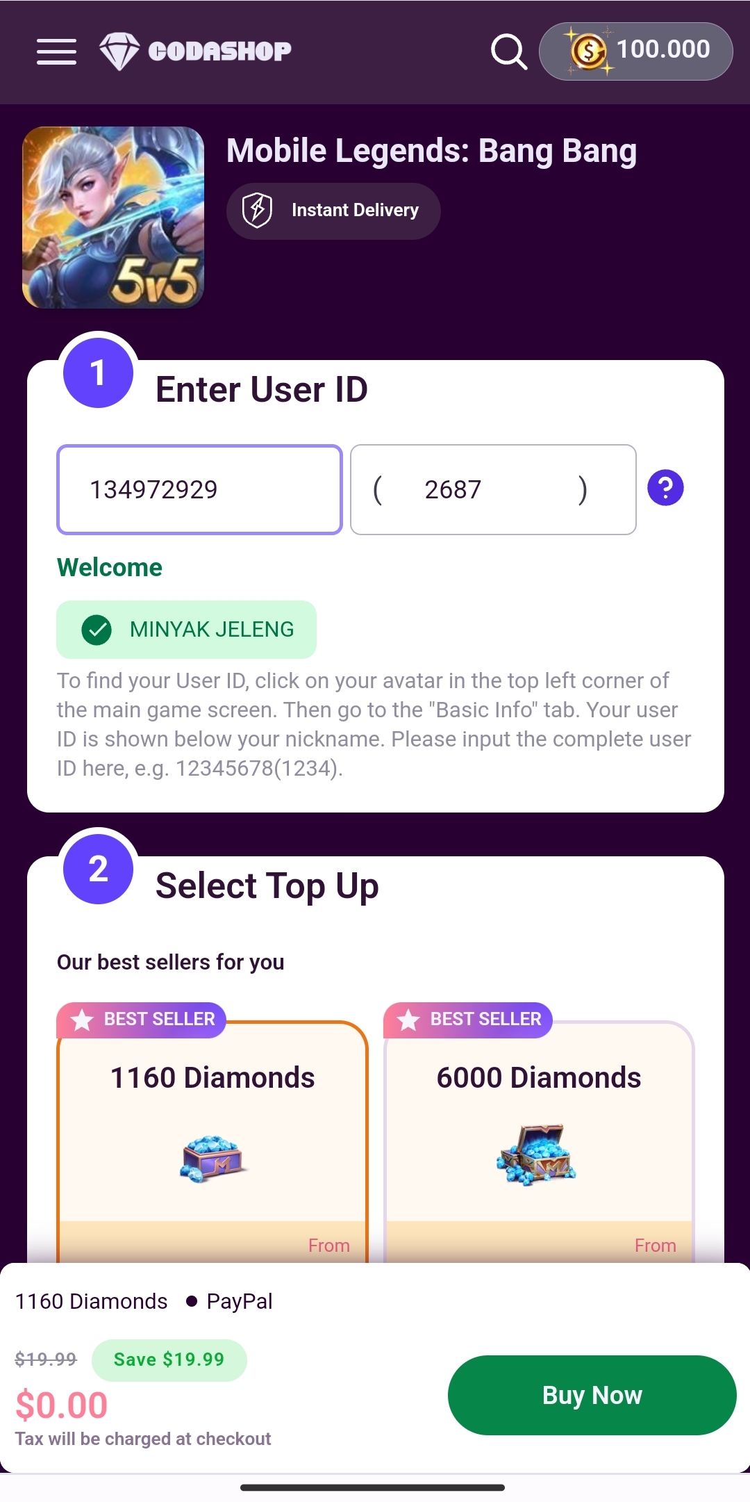CODA MLBB V3 TRUE ID